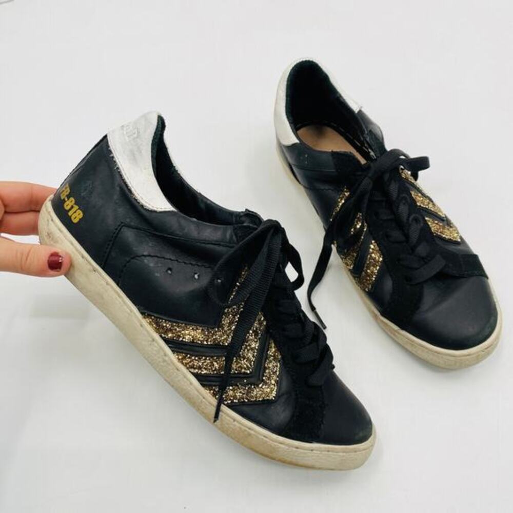 Freebird by steven black gold glitter sneakers